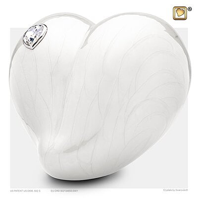 Mini LoveHeart Urn Wit Gemarmerd Swarovski