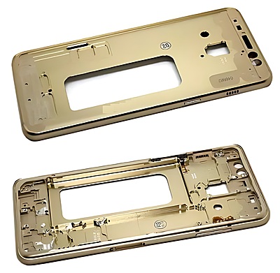 For Samsung Galaxy A8 2018, A530 - Replacement Mid Frame Chassis With Buttons - Gold