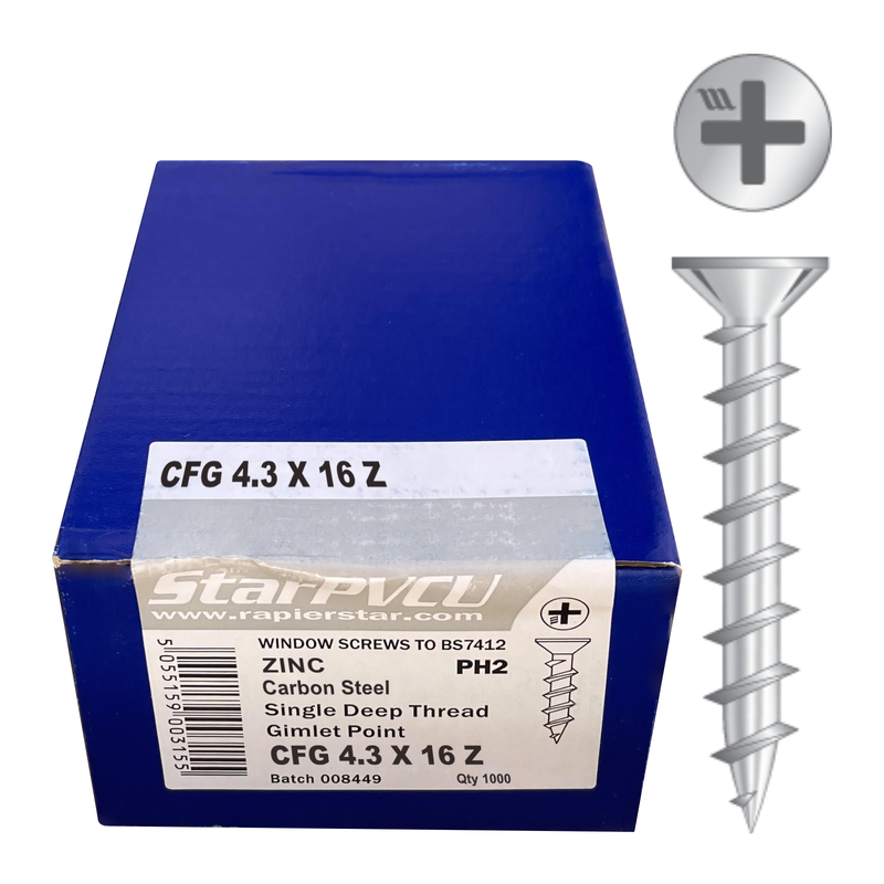 Rapierstar CSK Fast Thread Gimlet Point Screws (x1000)