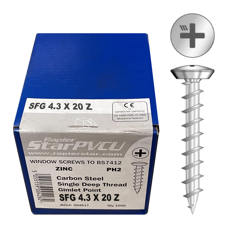 Rapierstar Shallow Pan (S/Pan) FastThread Gimlet Point Screws (x1000)