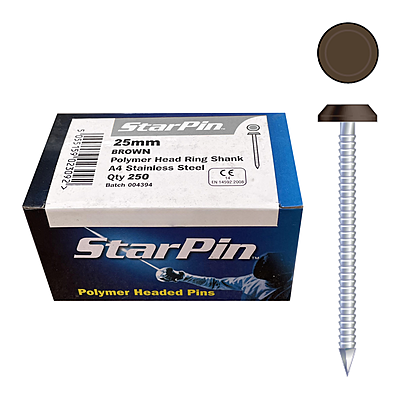 UPVC Polytop Plastic Headed Pin Nail 14g (x250)