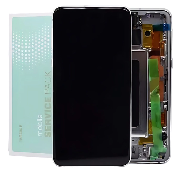Genuine Samsung S10e G970 - Replacement AMOLED Display Digitizer Touch Screen Assembly With Frame - Prism White - Service Pack - GH82 - 18852B