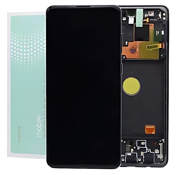 For Samsung Note 10 Lite , N770 - Replacement AMOLED Touch Screen Assembly With Chassis - Aura Black - Service Pack - GH82 - 22055A
