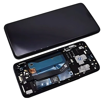 Genuine OnePlus 6 - Replacement AMOLED Touch Screen Assembly With Chassis And Small Parts - Mirror Black - Authorised