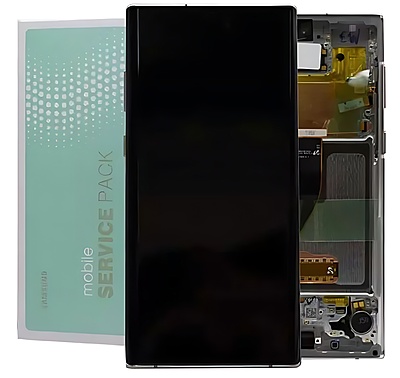 For Samsung Note 10 N970 - Replacement AMOLED Touch Screen Assembly With Chassis Aura Glow Silver - Service Pack - GH82 - 20818C