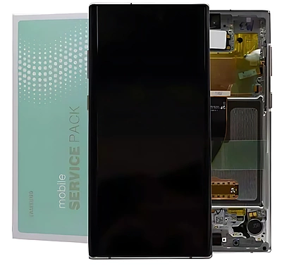 For Samsung Note 10 N970 - Replacement AMOLED Touch Screen Assembly With Chassis Aura Glow Silver - Service Pack - GH82 - 20818C