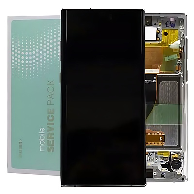 For Samsung Note 10 N970 - Replacement AMOLED Touch Screen Assembly With Chassis Aura White - Service Pack - GH82 - 20818B