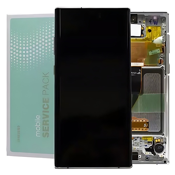 For Samsung Note 10 N970 - Replacement AMOLED Touch Screen Assembly With Chassis Aura White - Service Pack - GH82 - 20818B