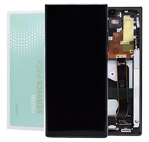 For Samsung Note 20 Ultra 5G - Replacement Screen AMOLED Touch Screen Assembly With Chassis Mystic Black - Service Pack - N986 GH82 - 23596A