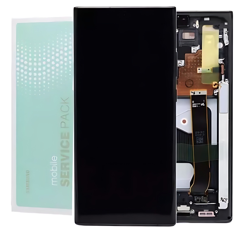 For Samsung Note 20 Ultra 5G - Replacement Screen AMOLED Touch Screen Assembly With Chassis Mystic Black - Service Pack - N986 GH82 - 23596A