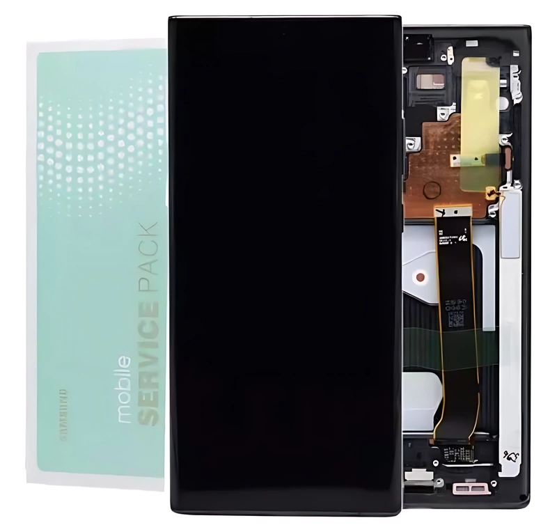 For Samsung Note 20 Ultra 5G - Replacement Screen AMOLED Touch Screen Assembly With Chassis Mystic Black - Service Pack - N986 GH82 - 23596A