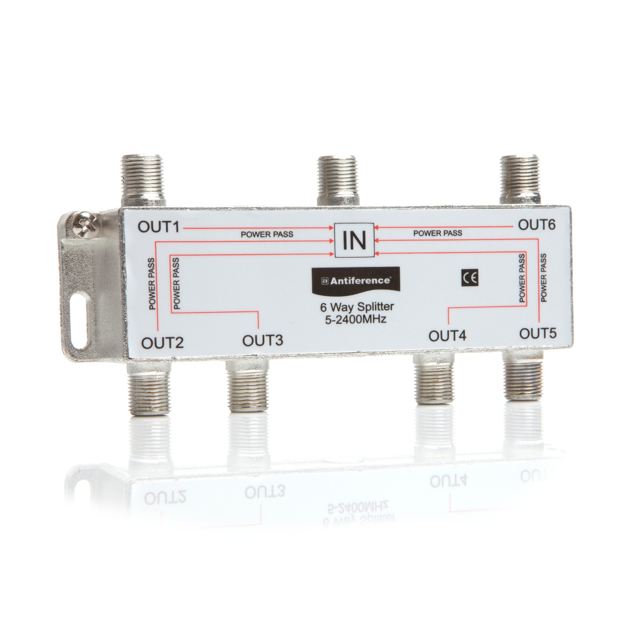 Antiference Indoor F Type Splitter 6 Way