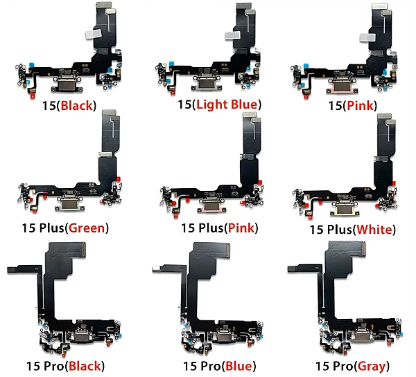 iPhone 15 Pro Max - Replacement Charging Port Flex Cable With Microphone - White Titanium