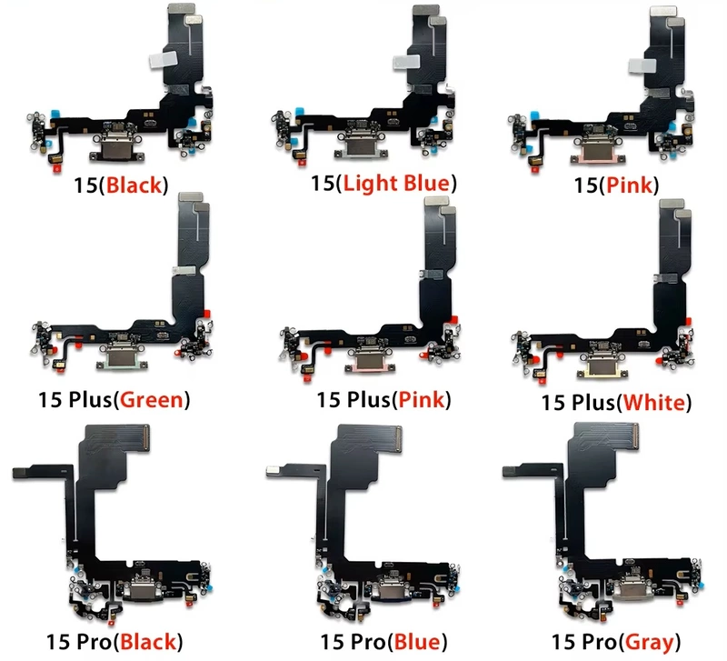 iPhone 15 Pro Max - Replacement Charging Port Flex Cable With Microphone - White Titanium