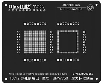 Apple iPhone 6 , 6 Plus - QianLi iBlack 2D Apple A8 CPU Chip BGA Stencil Template - Black
