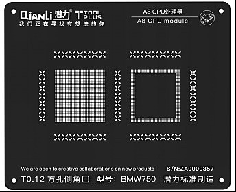 Apple iPhone 6 , 6 Plus - QianLi iBlack 2D Apple A8 CPU Chip BGA Stencil Template - Black