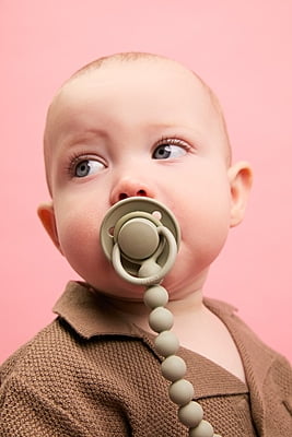 Bibs Pacifier Clip Beaded Ivory