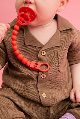 Bibs Pacifier Clip Beaded Petal