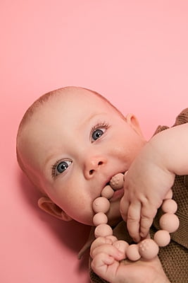 Bibs Teething Ring Beaded Blush
