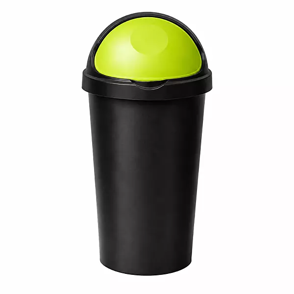 BLACK BULLET BIN WITH LIGHT GREEN TOP LID-50LTR