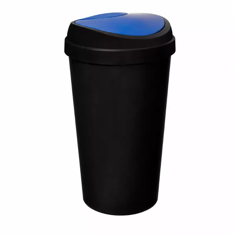BLACK TOUCH TOP BIN WITH BLUE TOP LID-50LTR