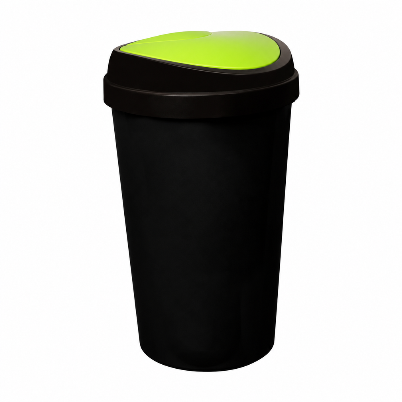 BLACK TOUCH TOP BIN WITH LIGHT GREEN TOP LID-50LTR