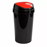 BLACK TOUCH TOP BIN WITH RED TOP LID-50LTR