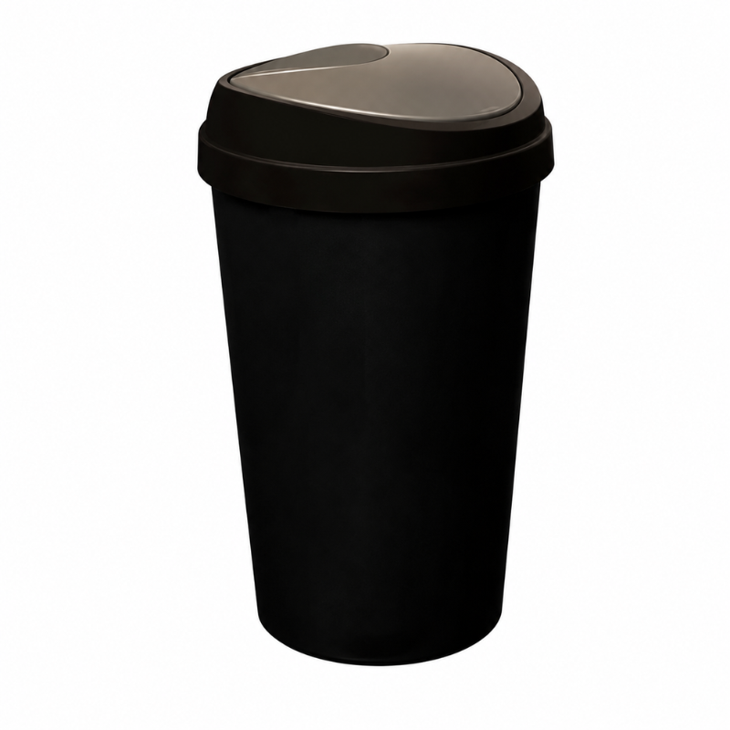 BLACK TOUCH TOP BIN WITH SILVER TOP LID-50LTR