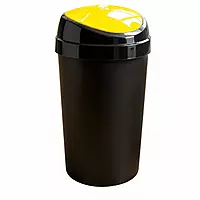 BLACK TOUCH TOP BIN WITH YELLOW TOP LID-50LTR