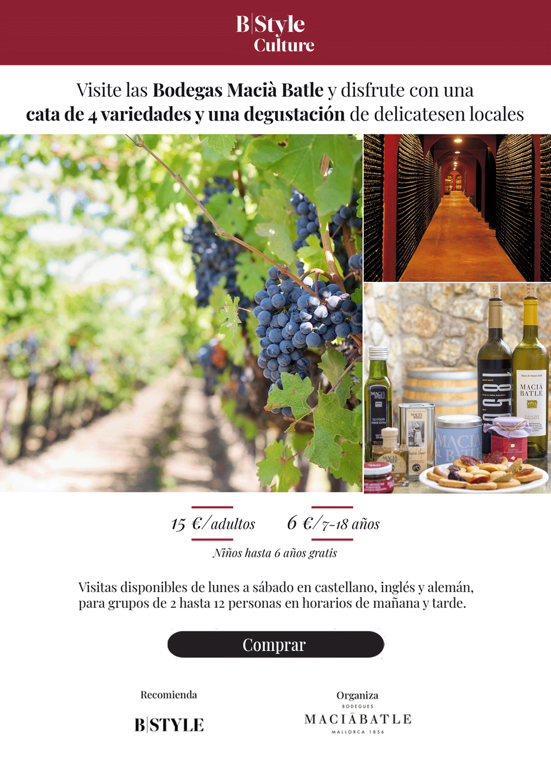 6  botellas de vino tinto Macià Batle “1856”, añada 2019