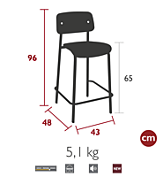 Studie Oak Bar Chair H65
