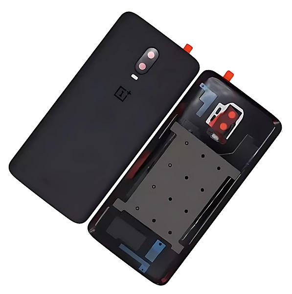 Genuine OnePlus 6T - Replacement Battery Cover , Rear Panel With Camera Lens & Adhesive - Mirror Black - Original