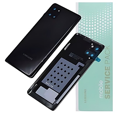 For Samsung Note 10 Lite , N770 - Replacement Battery Cover , Rear Panel With Camera Lens - Aura Black - Service Pack - GH82 - 21972A