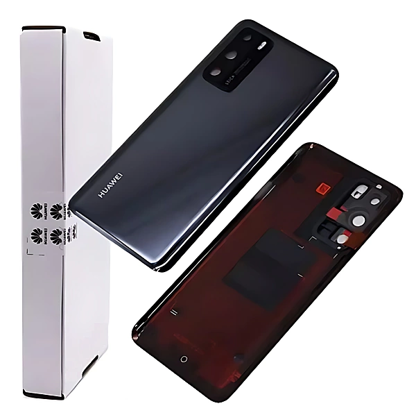 For Huawei P40 - Replacement Battery Cover , Rear Panel With Camera Lens - Black - Service Pack - 02353MBJ