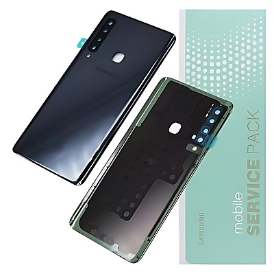 For Samsung A9 2018 , A920 - Replacement Battery Cover , Rear Panel With Camera Lens - Black - Service Pack - GH82 - 18239A