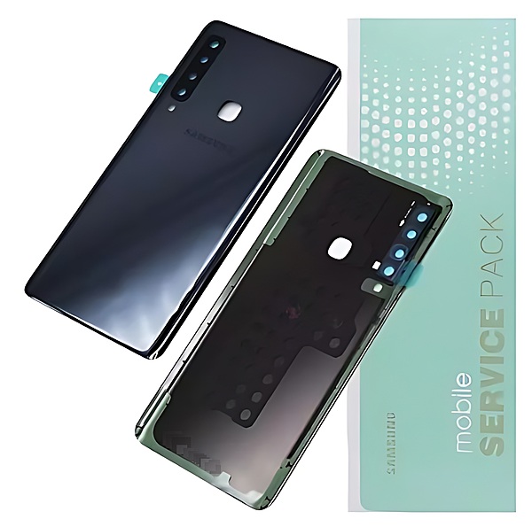 For Samsung A9 2018 , A920 - Replacement Battery Cover , Rear Panel With Camera Lens - Black - Service Pack - GH82 - 18239A