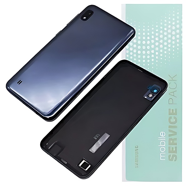 For Samsung A10 , A105 - Replacement Battery Cover , Rear Panel With Camera Lens - Black - Service Pack - GH82 - 20232A