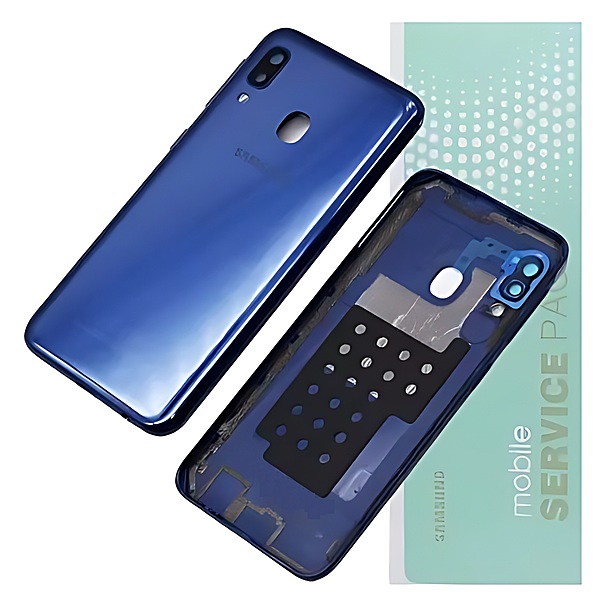 For Samsung A20e , A202 - Replacement Battery Cover , Rear Panel With Camera Lens - Blue - Service Pack - GH82 - 20125C