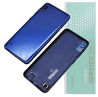 For Samsung A10 , A105 - Replacement Battery Cover , Rear Panel With Camera Lens - Blue - Service Pack - GH82 - 20232B