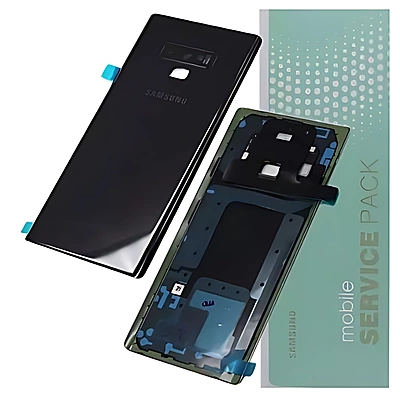 For Samsung Note 9 , N960 - Replacement Battery Cover , Rear Panel With Camera Lens - Midnight Black - Service Pack - GH82 - 16920A