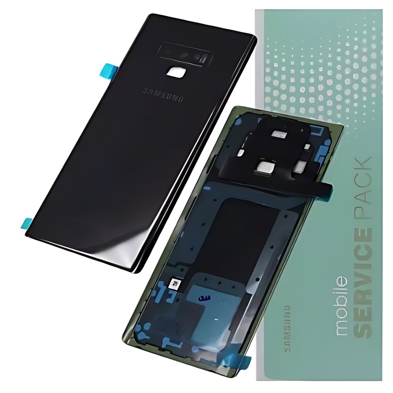 For Samsung Note 9 , N960 - Replacement Battery Cover , Rear Panel With Camera Lens - Midnight Black - Service Pack - GH82 - 16920A