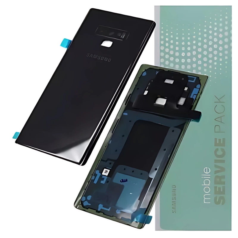 For Samsung Note 9 , N960 - Replacement Battery Cover , Rear Panel With Camera Lens - Midnight Black - Service Pack - GH82 - 16920A