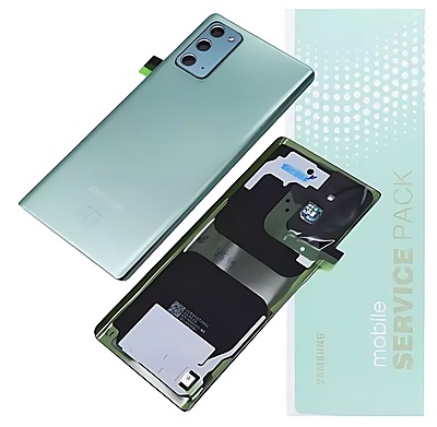 For Samsung Note 20 5G , N981 - Replacement Battery Cover , Rear Panel With Camera Lens - Mystic Green - Service Pack - GH82 - 23299C