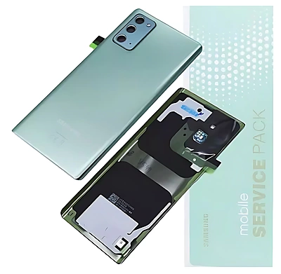 For Samsung Note 20 5G , N981 - Replacement Battery Cover , Rear Panel With Camera Lens - Mystic Green - Service Pack - GH82 - 23299C