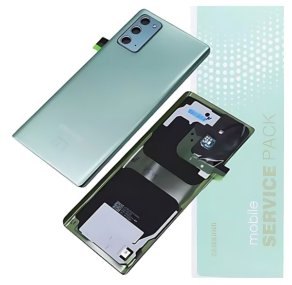 For Samsung Note 20 5G , N981 - Replacement Battery Cover , Rear Panel With Camera Lens - Mystic Green - Service Pack - GH82 - 23299C