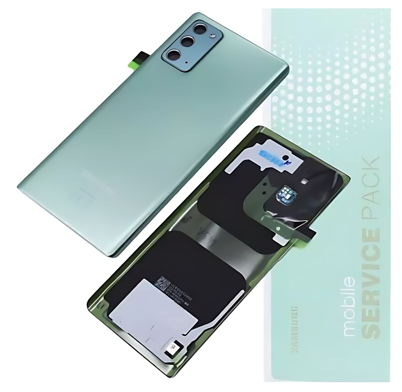 For Samsung Note 20 5G , N981 - Replacement Battery Cover , Rear Panel With Camera Lens - Mystic Green - Service Pack - GH82 - 23299C