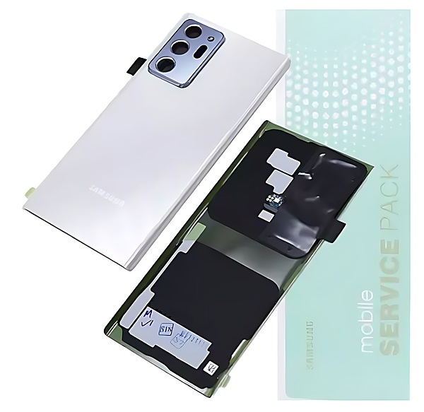 For Samsung Note 20 Ultra 5G , N986 - Replacement Battery Cover , Rear Panel With Camera Lens - Mystic White - Service Pack - GH82 - 23281C