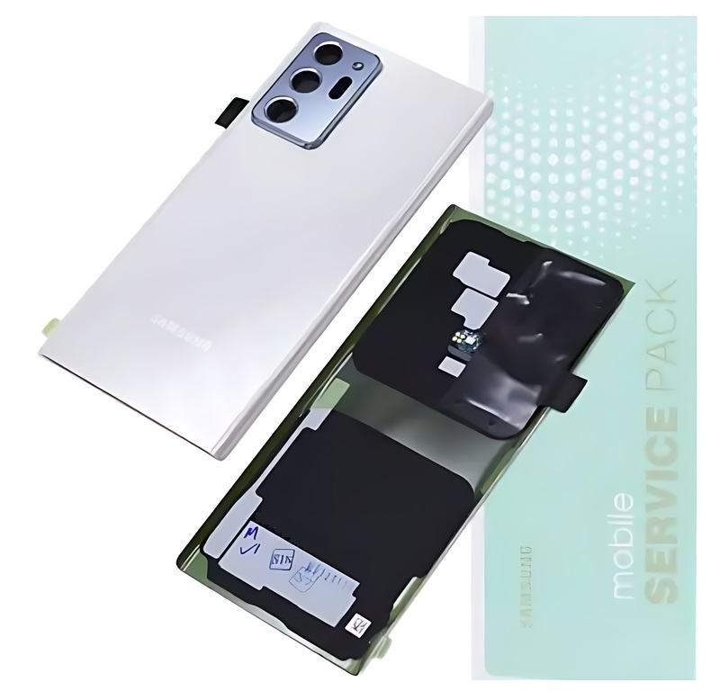 For Samsung Note 20 Ultra 5G , N986 - Replacement Battery Cover , Rear Panel With Camera Lens - Mystic White - Service Pack - GH82 - 23281C