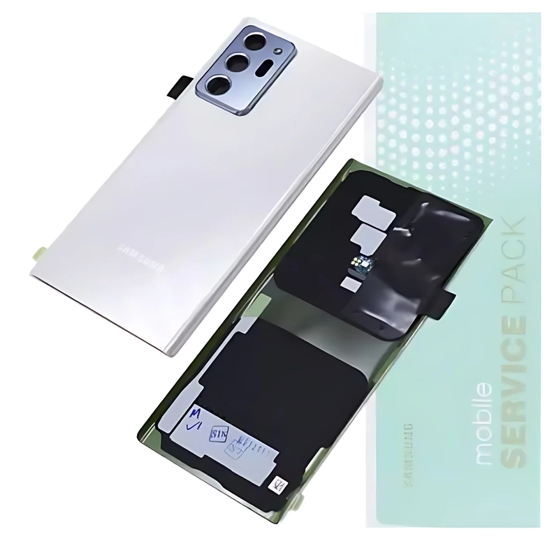 For Samsung Note 20 Ultra 5G , N986 - Replacement Battery Cover , Rear Panel With Camera Lens - Mystic White - Service Pack - GH82 - 23281C