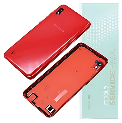 For Samsung A10 , A105 - Replacement Battery Cover , Rear Panel With Camera Lens - Red - Service Pack - GH82 - 20232A